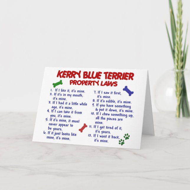 KERRY-BLAU-TERRIER-Eigentums-Gesetze 2 Karte (Vorderseite)