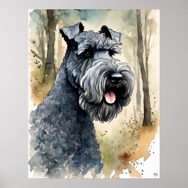 Kerry Blue Terrier - Dog Art Print Poster (Vorne)