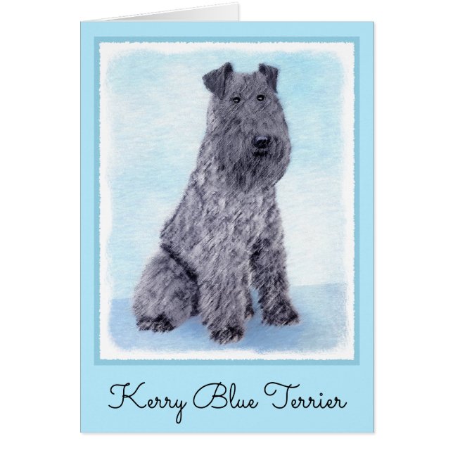 Kerry Blue Terrier Malerei Niedliche Original Dog  (Vorne)