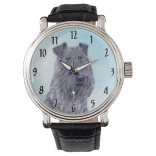 Kerry Blue Terrier Malerei Niedliche Original Dog  Armbanduhr