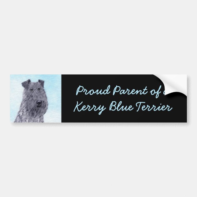 Kerry Blue Terrier Malerei Niedliche Original Dog  Autoaufkleber (Vorne)