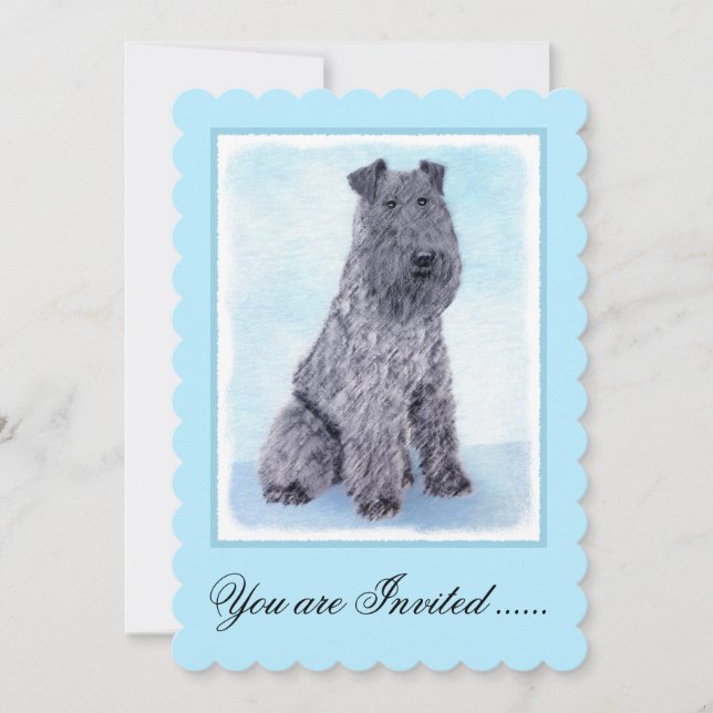 Kerry Blue Terrier Malerei Niedliche Original Dog  Einladung (Vorderseite)