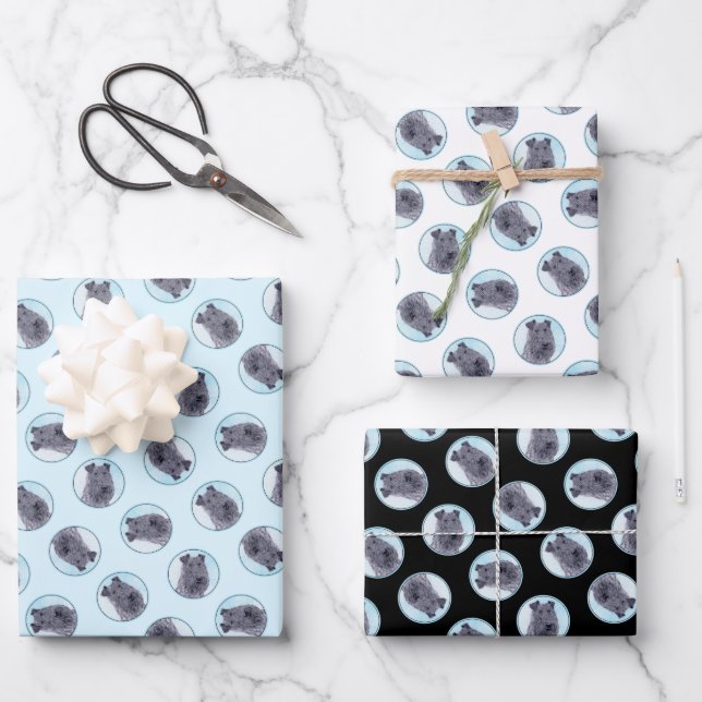 Kerry Blue Terrier Malerei Niedliche Original Dog  Geschenkpapier Set (Vorderseite)