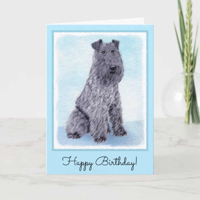 Kerry Blue Terrier Malerei Niedliche Original Dog  Karte (Vorderseite)