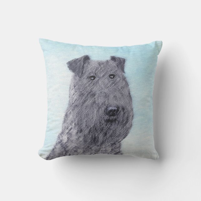 Kerry Blue Terrier Malerei Niedliche Original Dog  Kissen (Vorderseite)