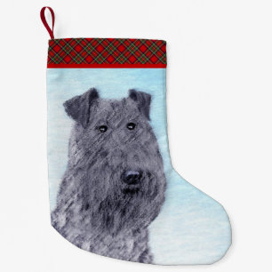 Kerry Blue Terrier Malerei Niedliche Original Dog Kleiner Weihnachtsstrumpf