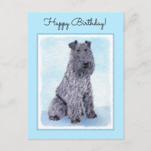 Kerry Blue Terrier Malerei Niedliche Original Dog  Postkarte