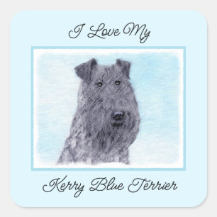 Kerry Blue Terrier Malerei Niedliche Original Dog Quadratischer Aufkleber