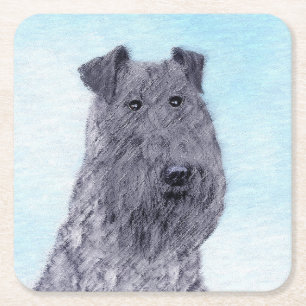 Kerry Blue Terrier Malerei Niedliche Original Dog  Rechteckiger Pappuntersetzer