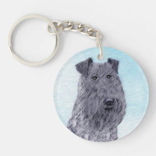 Kerry Blue Terrier Malerei Niedliche Original Dog  Schlüsselanhänger