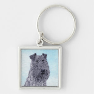 Kerry Blue Terrier Malerei Niedliche Original Dog  Schlüsselanhänger