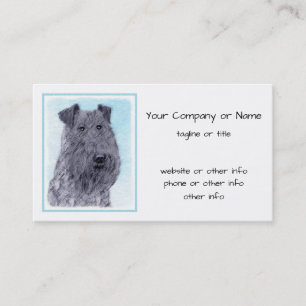 Kerry Blue Terrier Malerei Niedliche Original Dog  Visitenkarte