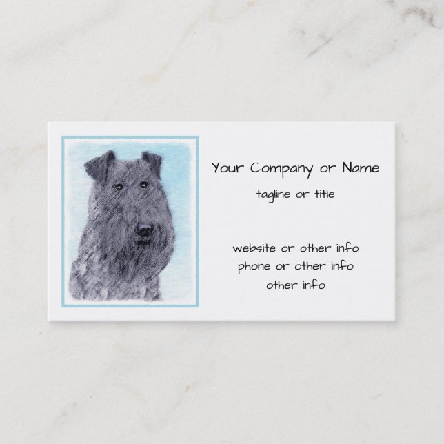Kerry Blue Terrier Malerei Niedliche Original Dog  Visitenkarte (Vorderseite)