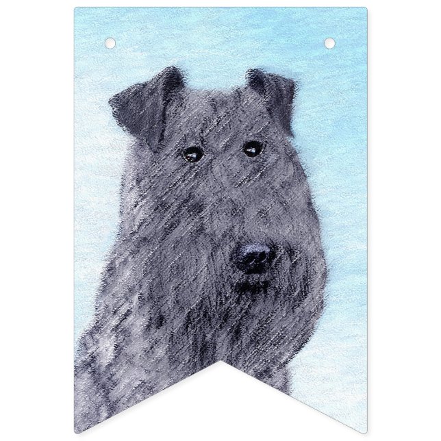 Kerry Blue Terrier Malerei Niedliche Original Dog  Wimpelkette (Erste Fahne)