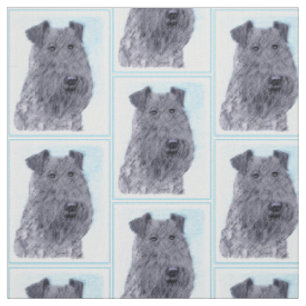 Kerry Blue Terrier Malerei Niedliche Original Hund Stoff