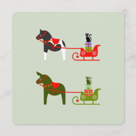kerst dala paarden met arrenslee en katten einladung