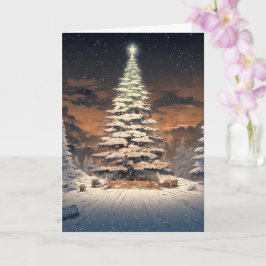 Kerstboom met sneeuw karte