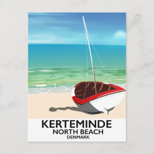 Kerteminde North Beach Denmark Reiseplakat Postkarte