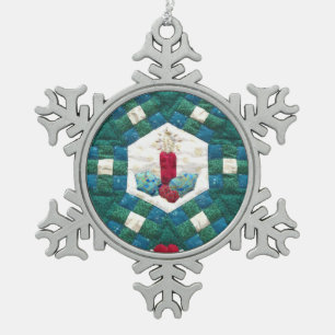 Kerze gequiltet schneeflocken Zinn-Ornament