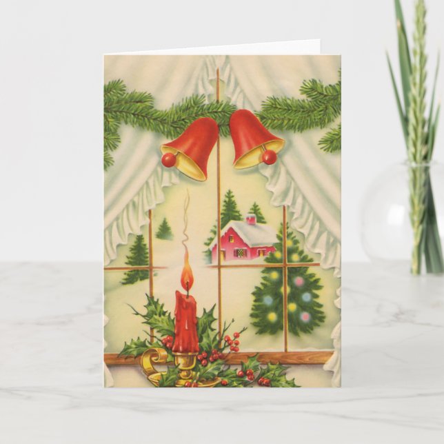 Kerze im Fenster Feiertagskarte (Vorderseite)