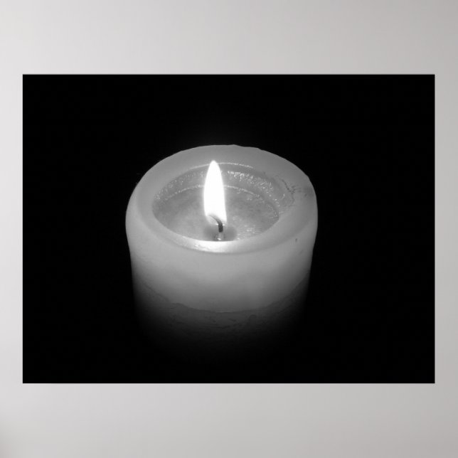 Kerze in Schwarz und Weiß Poster (Vorne)
