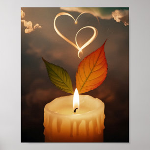Kerze mit Herz Poster