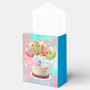 Kerze Nummer 2 auf Torte, Happy Birthday Geschenkb Geschenkschachtel