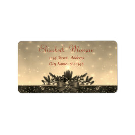 Kerze, Pine Tree, Bow Holiday Adressaufkleber