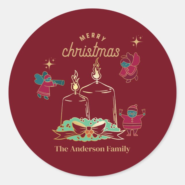 Kerze und Feen Runder Aufkleber (Vorderseite)