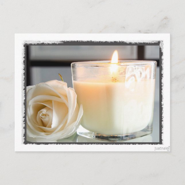 Kerze und Rose Postkarte (Vorderseite)