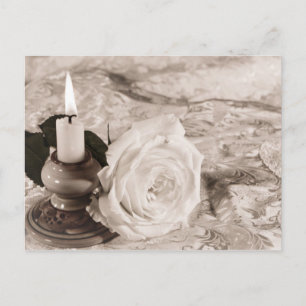 Kerze und Rose Postkarte