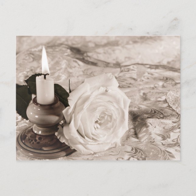 Kerze und Rose Postkarte (Vorderseite)