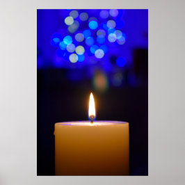 Kerze unter blauem Licht Poster