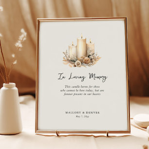 Kerze zur Hochzeit In Loving Memory Blumen Poster