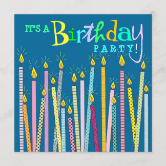 Kerzen auf der Blue Birthday Party Einladung