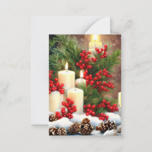Kerzen Beeren und Zapfen Budget Mini Weihnachten Mitteilungskarte