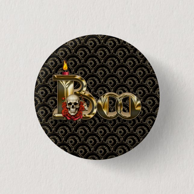 Kerzen Boo Halloween-Button Button (Vorderseite)