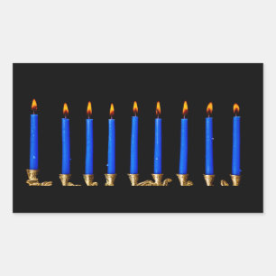 Kerzen Chanukkas Chanukah Hanukah Hannukah Menorah Rechteckiger Aufkleber