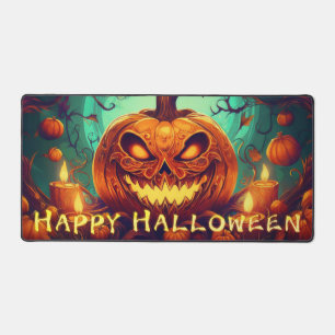 Kerzen des gezahnten Kürbis leuchten Halloween-Kun Schreibtischunterlage