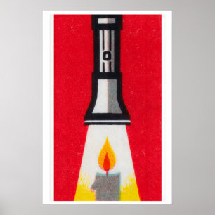 Kerzen-Taschenlampe - Streichholzschachtel-Druck - Poster