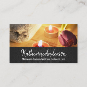 Kerzen und Blume Wellness-Center Bamboo Hintergr Terminkarte