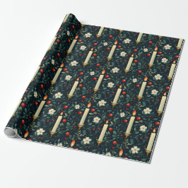 Kerzen und Grünpflanzen Xmas Geschenkpapier