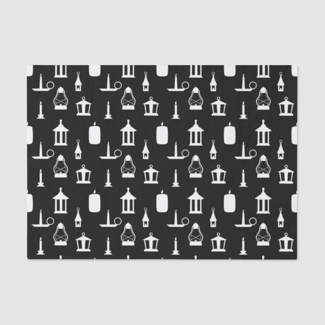 Kerzen und Lanterns Black Seidenpapier (Vorderseite)