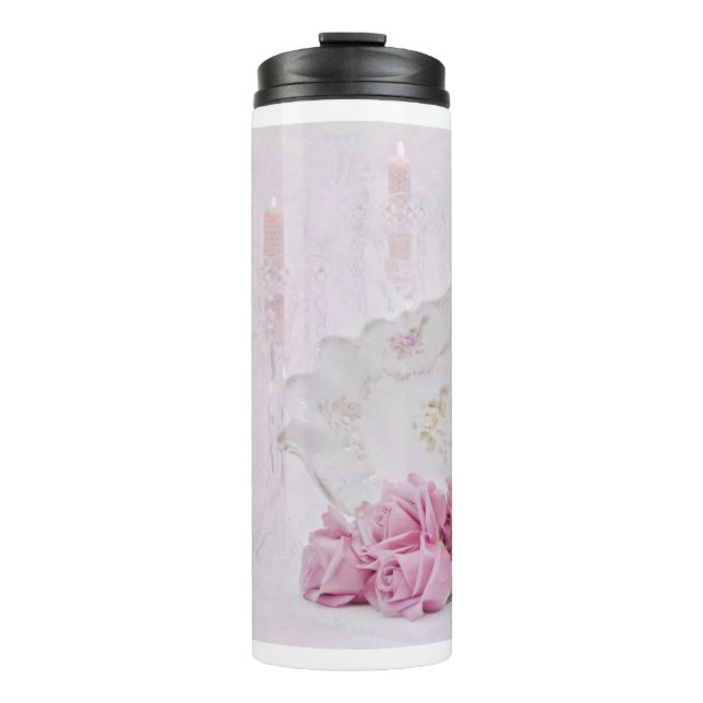 Kerzen und Rose Thermosbecher (Vorderseite)
