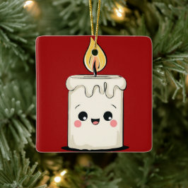 Kerzen-Weihnachtsschmuck mit lächelndem Gesicht –  Keramikornament