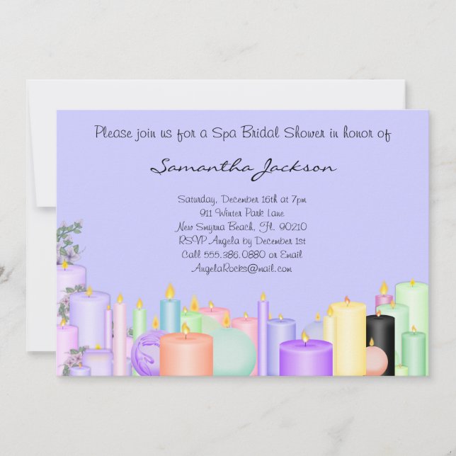 Kerzen-Wellness-Center-Braut-Brautparty laden ein Einladung (Vorderseite)