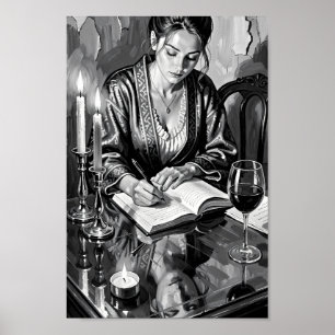 Kerzenbeleuchtete Reflexionen im Stille-Poster Poster