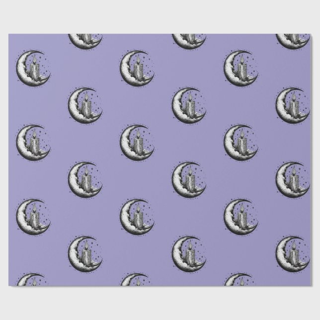 Kerzenbeleuchteter Mond Geschenkpapier (Flach)