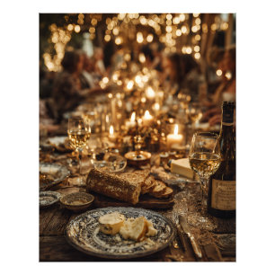 Kerzenbeleuchtetes Wein- und Brotfest Fotodruck