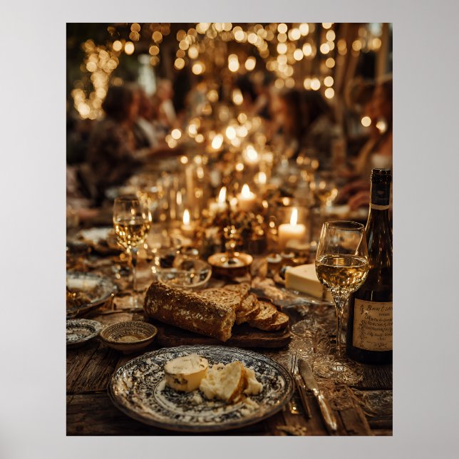 Kerzenbeleuchtetes Wein- und Brotfest Poster (Vorne)